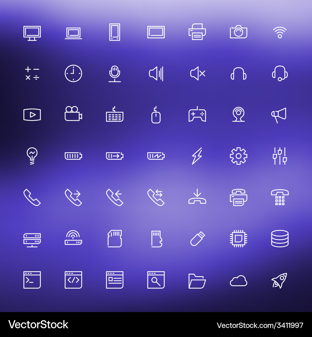 Thin line technology icons set for web and mobile Vector Image