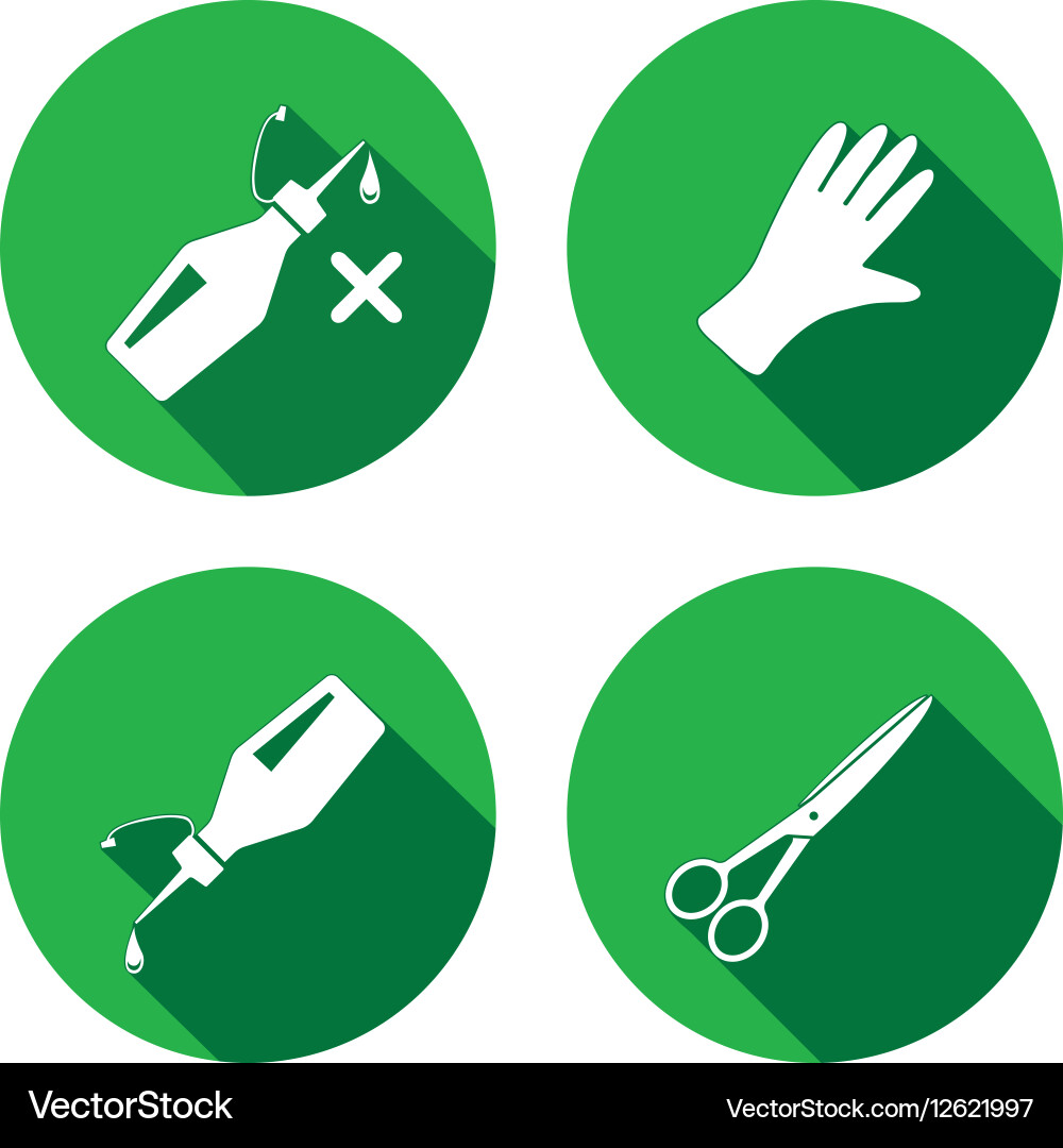 Tool icons set glue rubber gloves scissors Vector Image