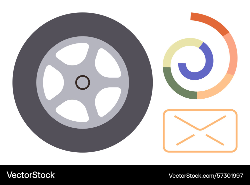 Wheel with data visualization pie chart Wheel with data visualization pie chart vector image