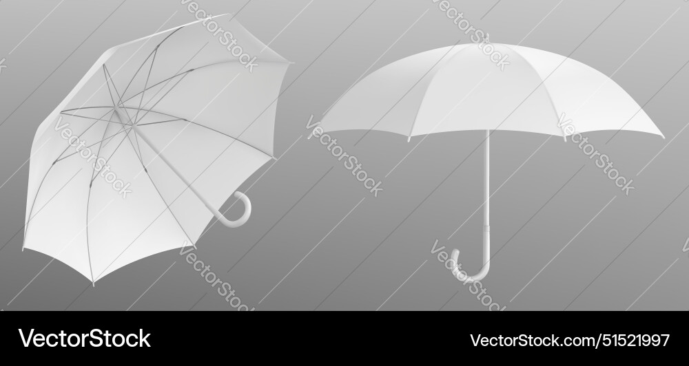 White umbrella mockups set Royalty Free Vector Image