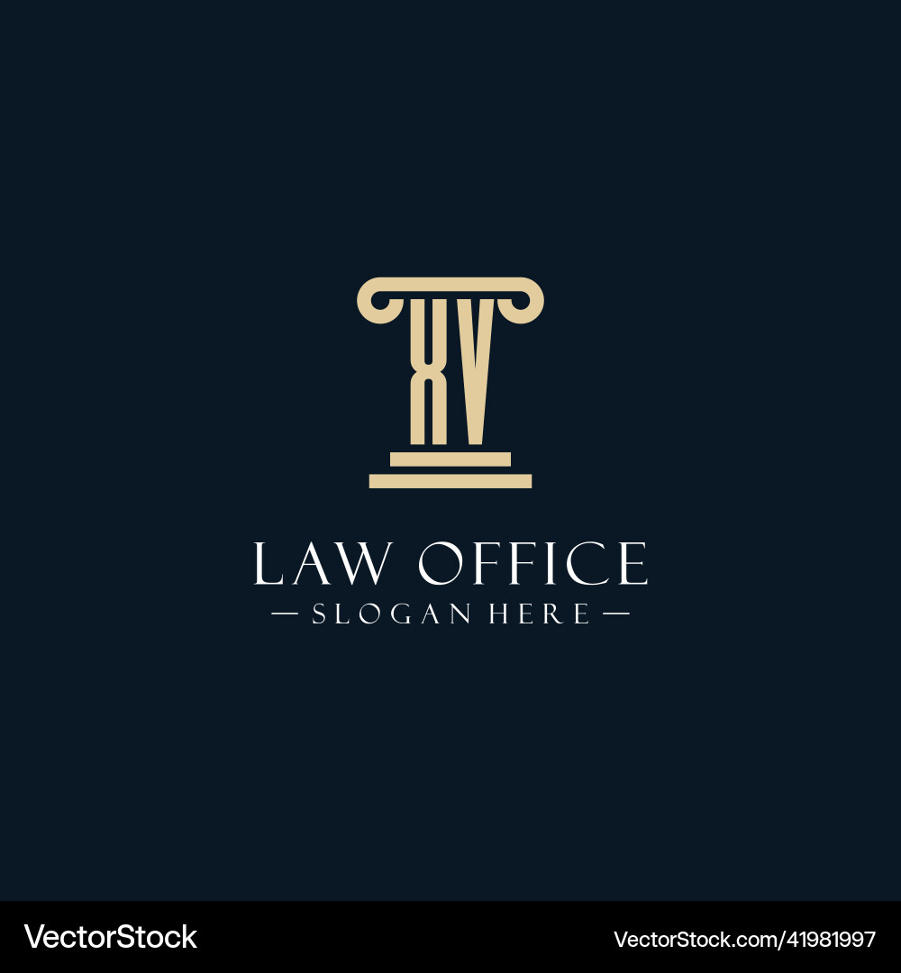 Xv initial monogram logos with pillar shapes style vector image