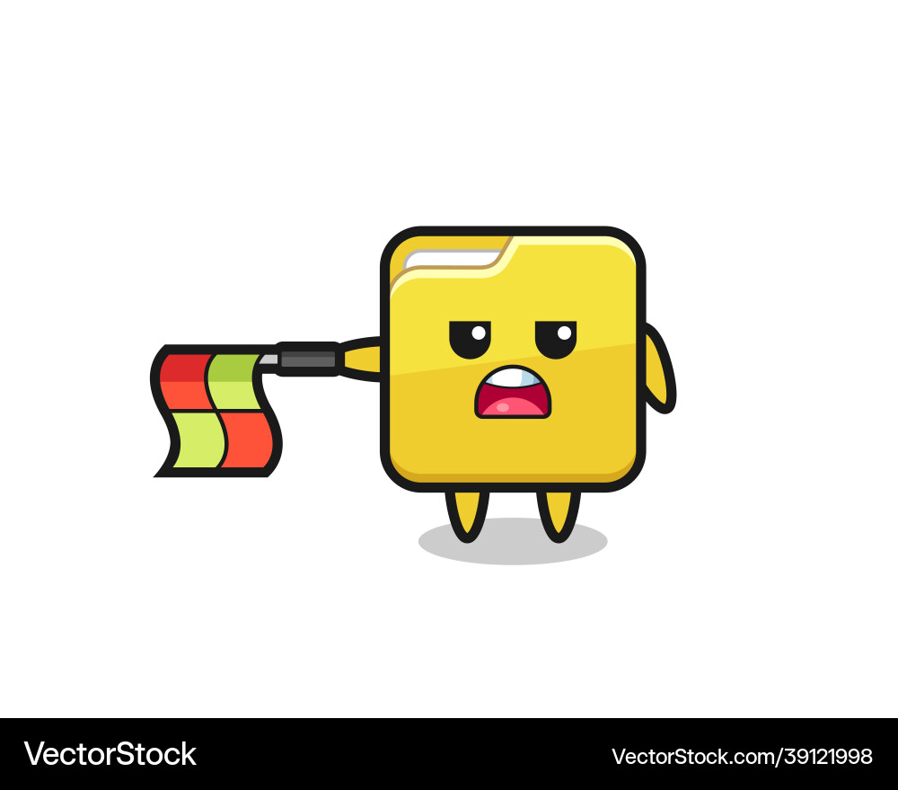 Folder character as line judge hold the flag Folder character as line judge hold the flag vector image