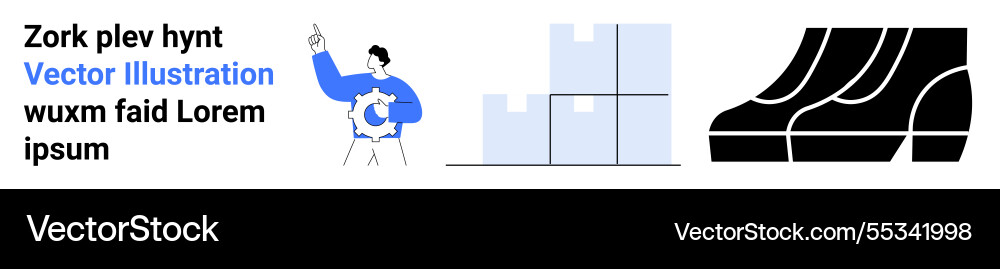 Man pointing at stacked boxes alongside abstract Man pointing at stacked boxes alongside abstract vector image