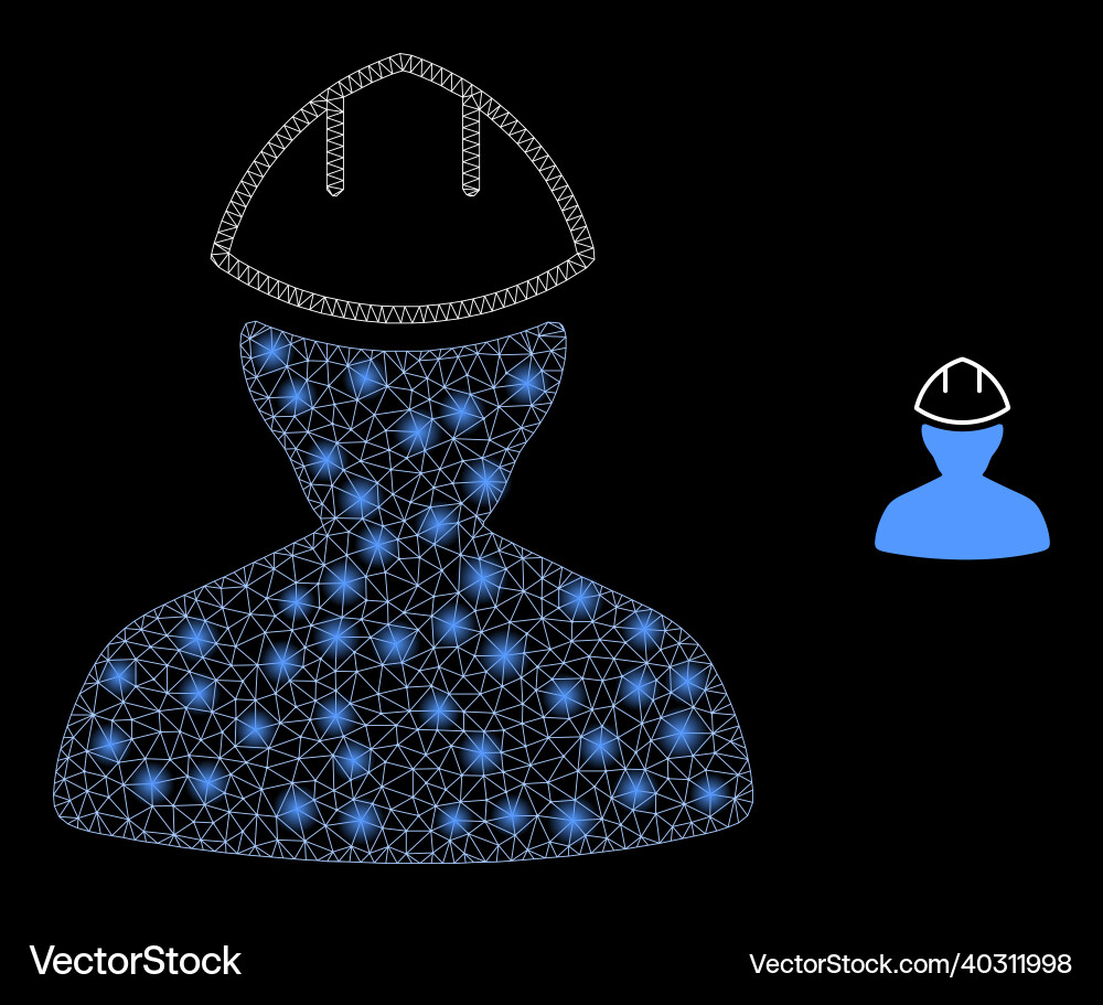 Mesh web worker with bright network dots Mesh web worker with bright network dots vector image