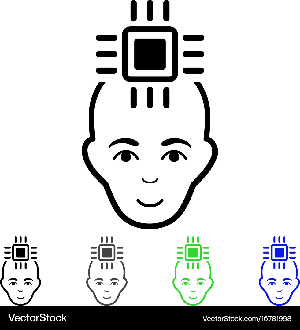 Neural computer interface flat icon vector image