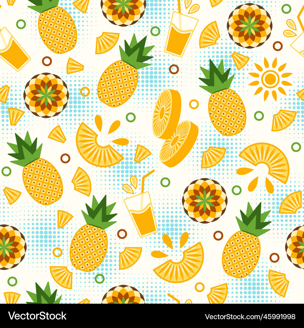 Pineapple seamless pattern with in geometric style Pineapple seamless pattern with in geometric style vector image