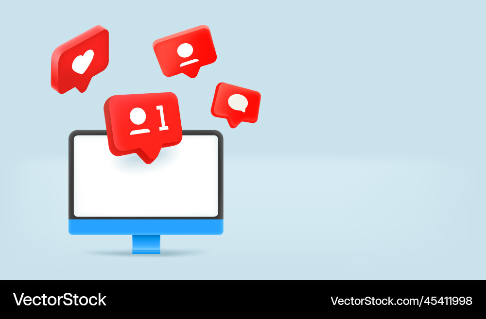 Receiving notifications on modern computer 3d Receiving notifications on modern computer 3d vector image
