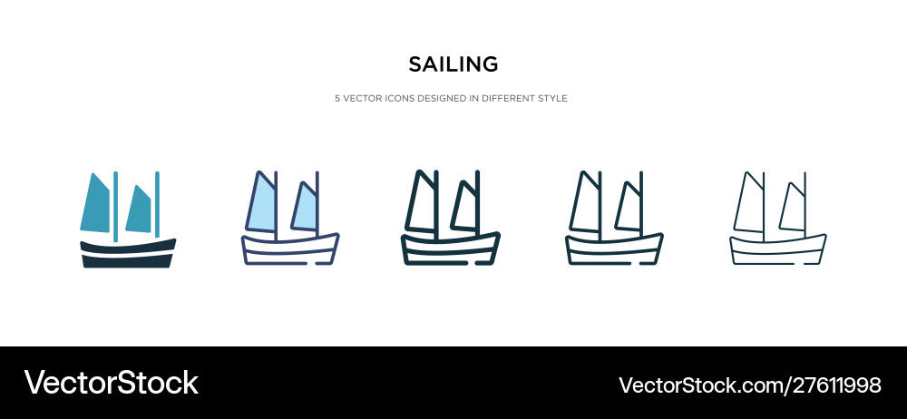 Sailing icon in different style two colored Sailing icon in different style two colored Vector Image