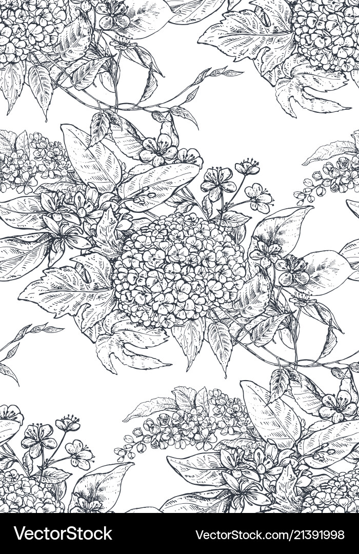 Seamless pattern with hand drawn flowers Vector Image