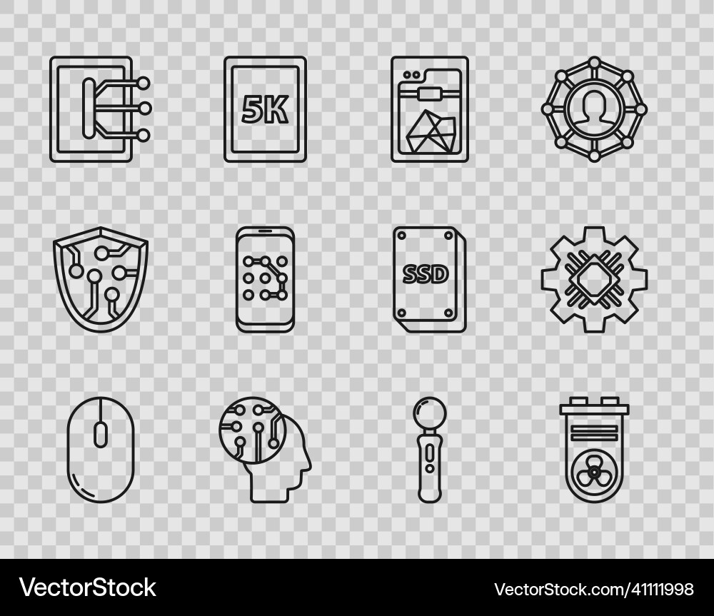 Set line computer mouse video graphic card 3d Set line computer mouse video graphic card 3d vector image