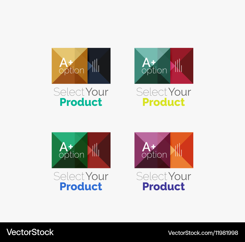 Set of abstract square interface menu navigation Vector Image