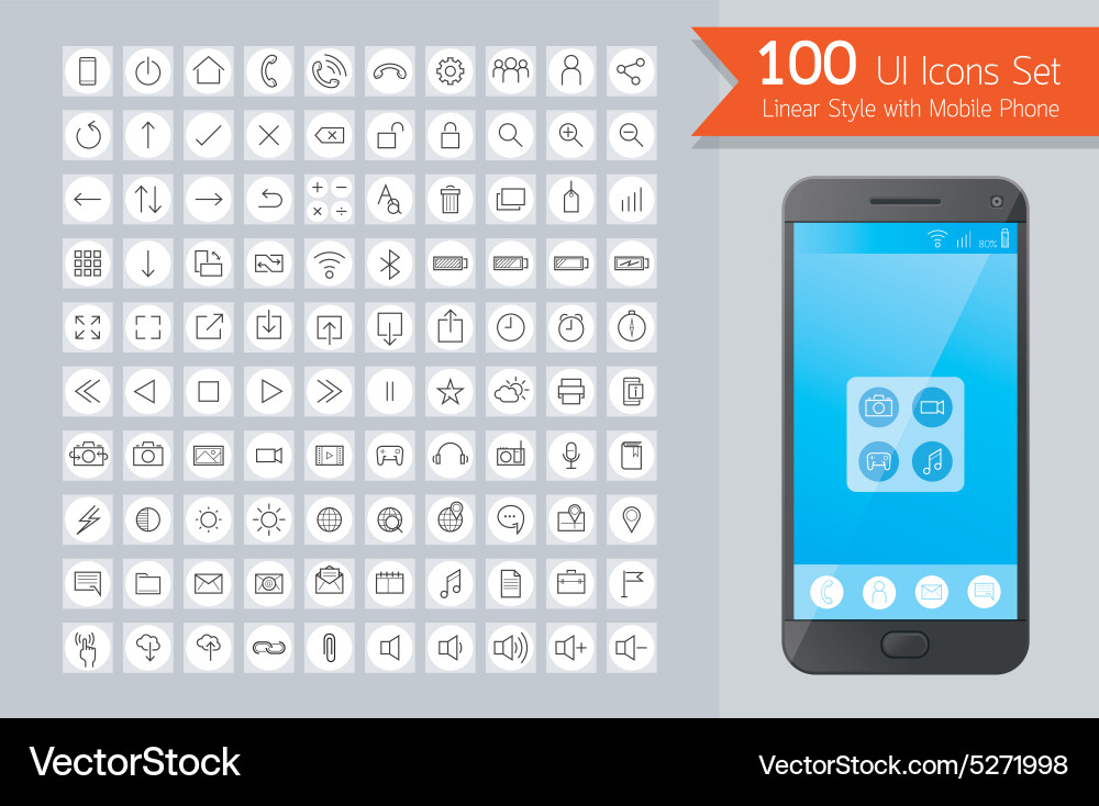 Smart Phone UI Icon Set Vector Image