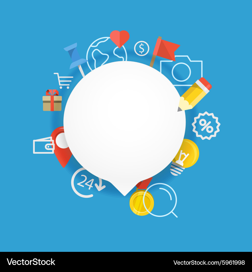 Speech cloud template with different icons vector image