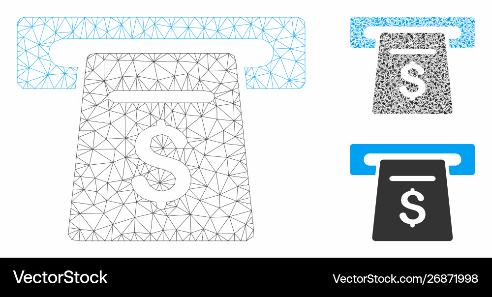 Ticket terminal mesh wire frame model Vector Image