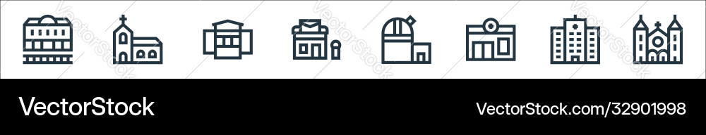 Urban building line icons linear set quality Urban building line icons linear set quality vector image