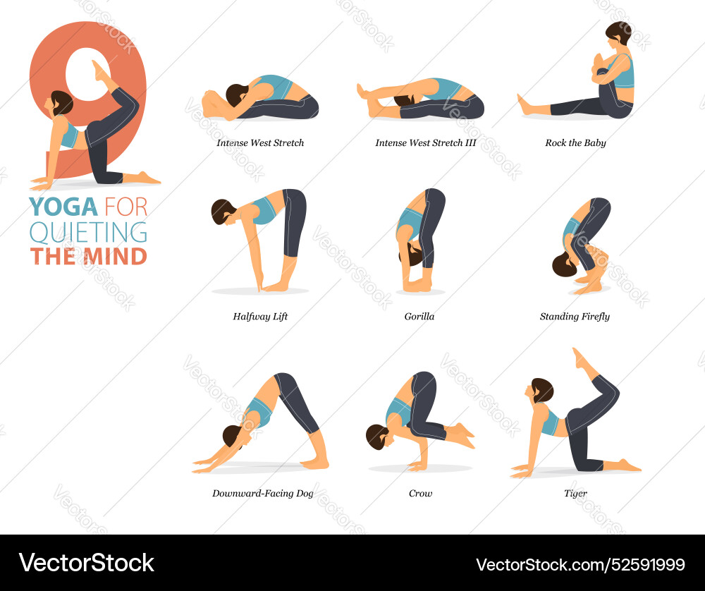 9 Yoga Poses for Mindful Movement Vector Image