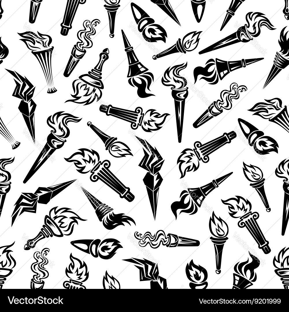 Ancient Flaming Torches Pattern Vector Image