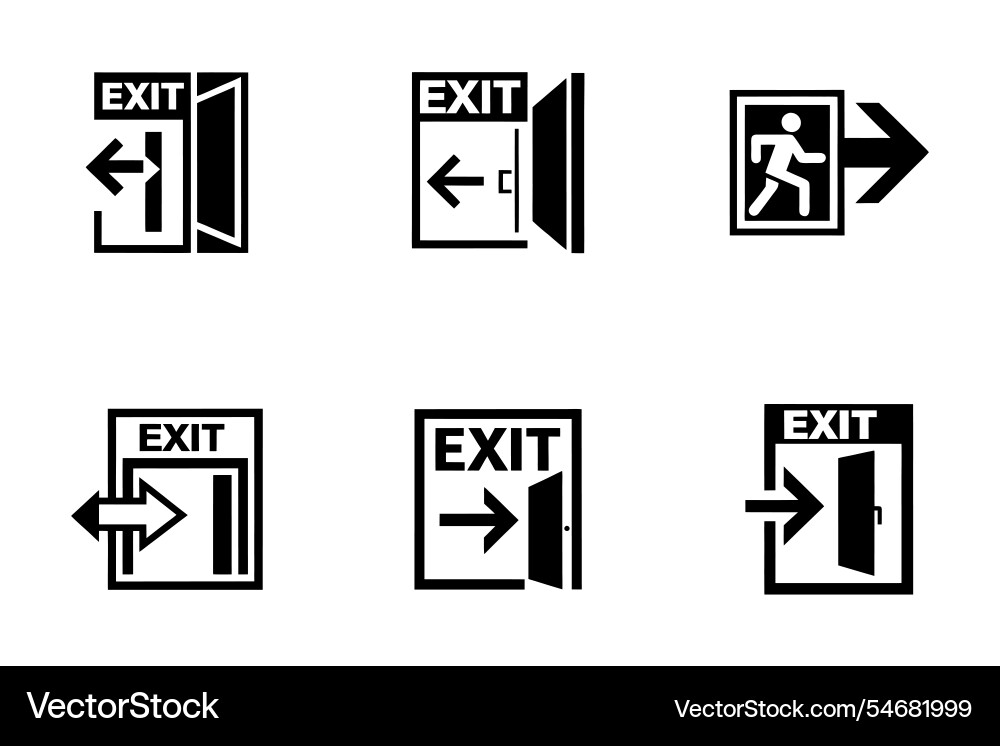 Art style exit icon bundle set design vector image