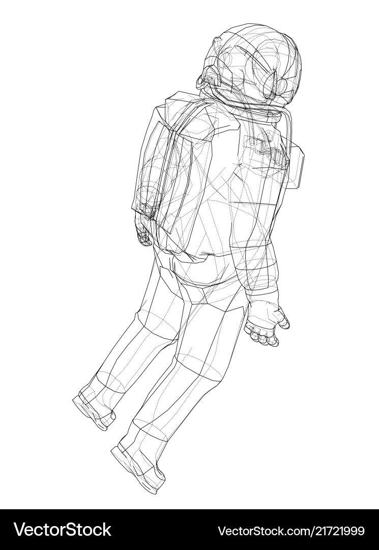 Astronaut Wireframe Render vector image