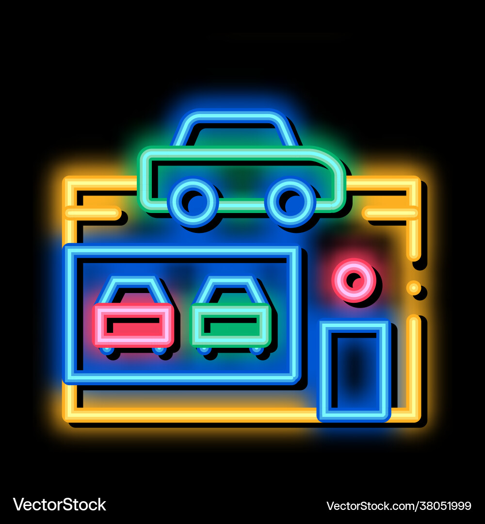 Auto-Händler Shop Neon Glimm-Symbol Auto-Händler Shop Neon Glimm-Symbol vektorbild