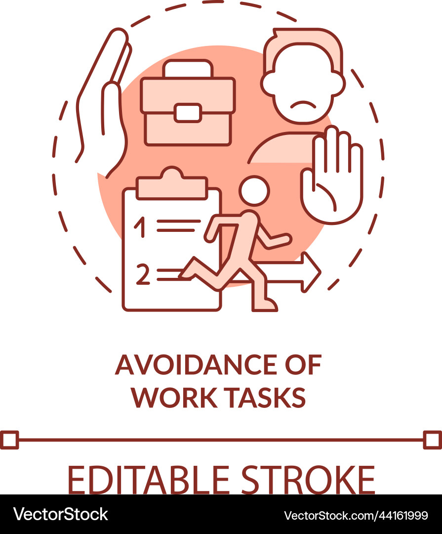 Avoidance of work tasks red concept icon Vector Image