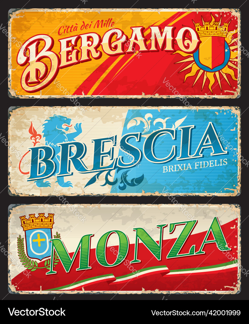 Bergamo brescia und monza italienische Städte Teller Bergamo brescia und monza italienische Städte Teller vektorbild