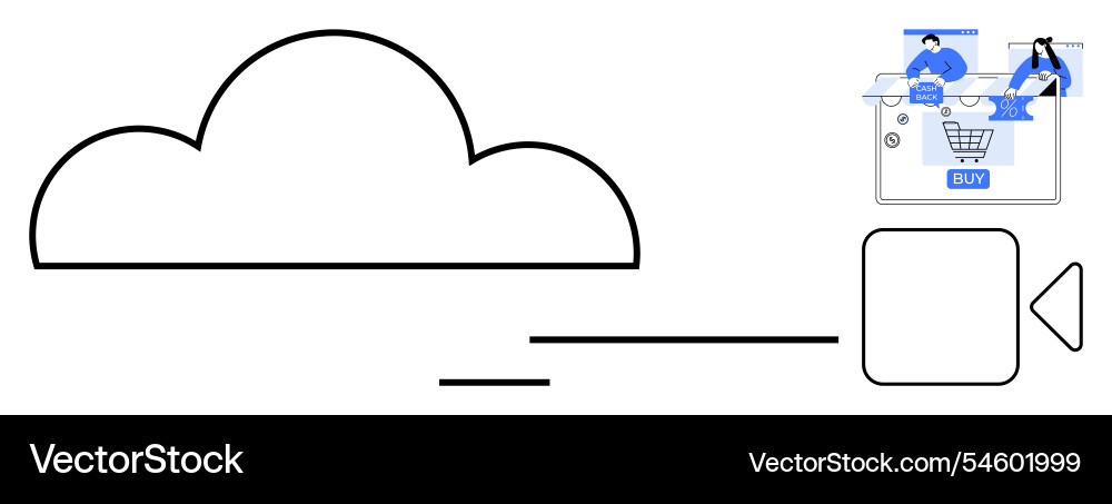 Cloud computing technology integration with online Vector Image