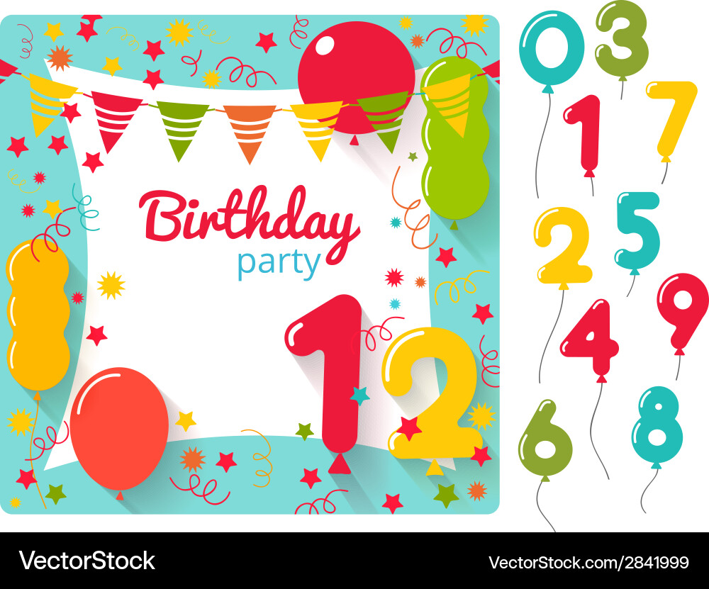 Colorful Birthday Party Invitation Vector Image