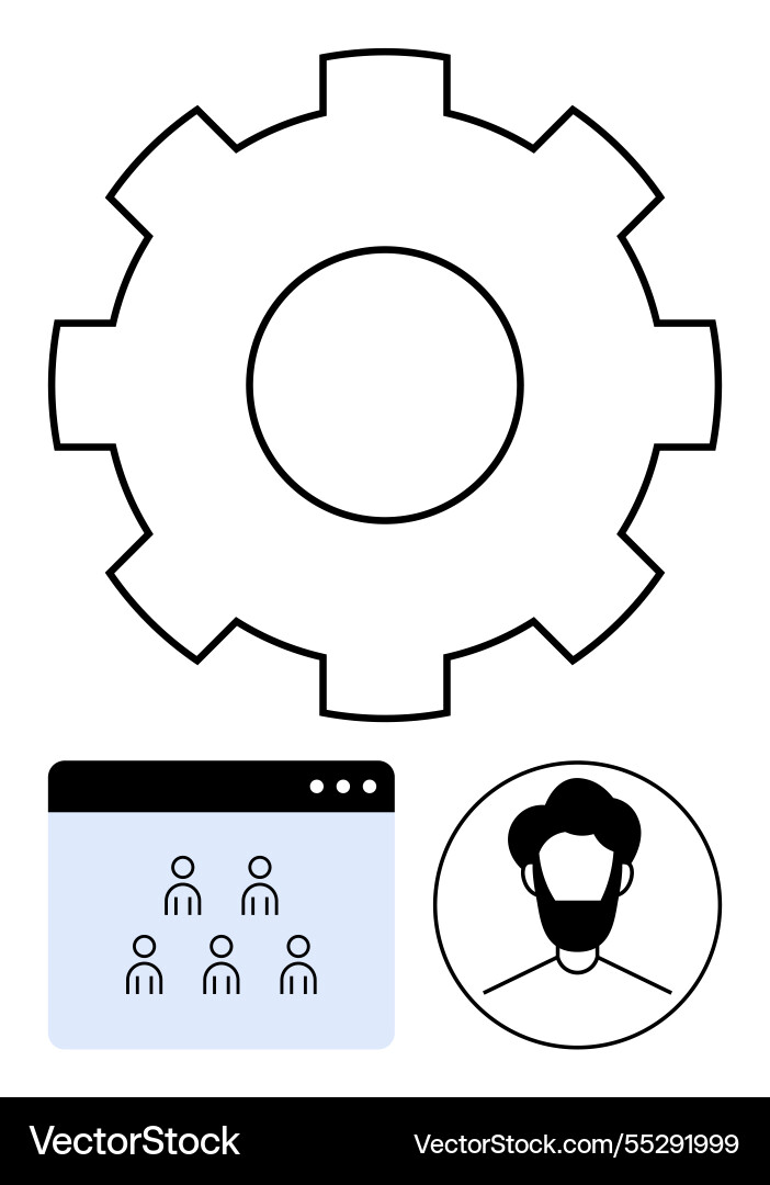 Gear user profile and team interface Gear user profile and team interface vector image