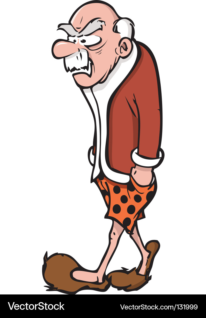 Grumpy Old Man with Slippers Vector Image