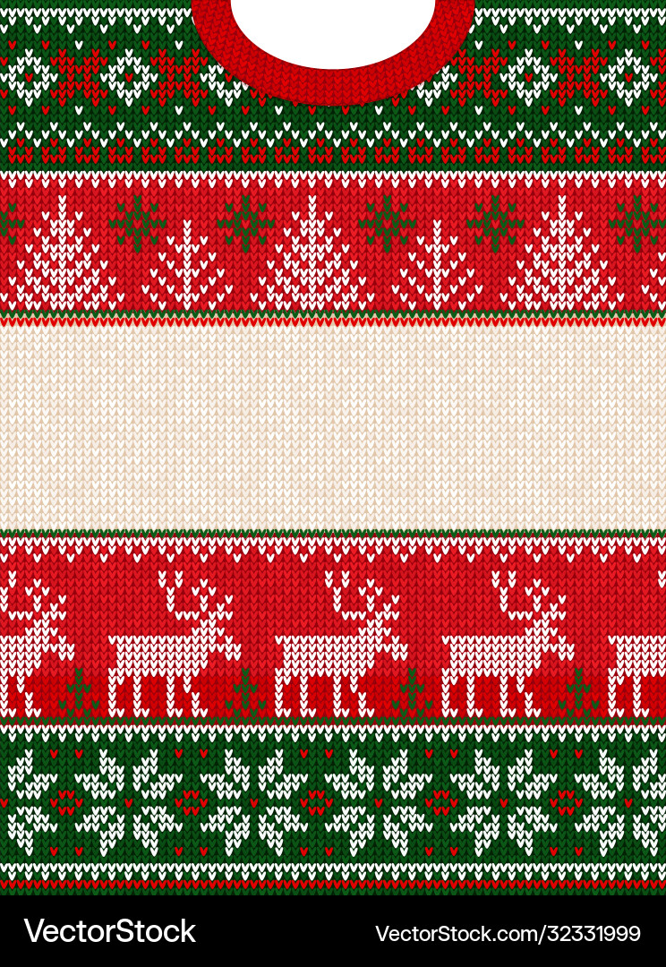 Knitted Christmas Sweater Pattern Knitted Christmas Sweater Pattern vector image