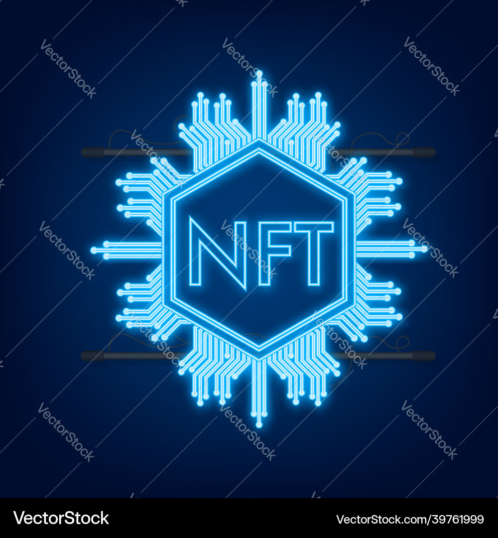 Neon art pattern with nft for game background vector image