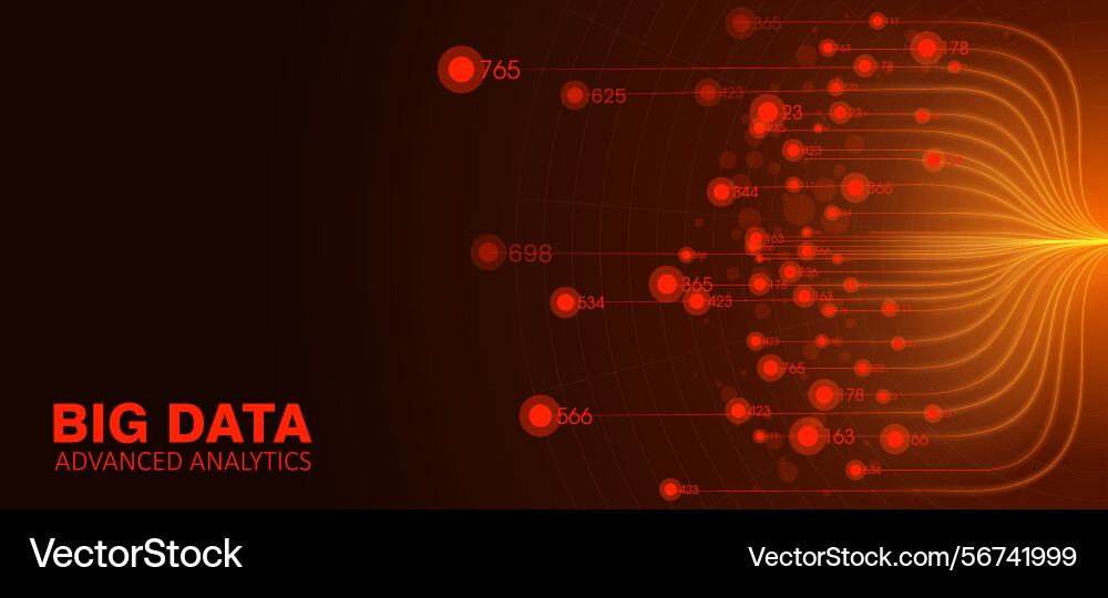 Red realistic big data network Vector Image