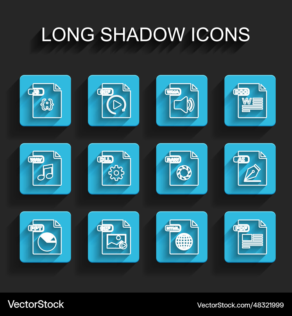 Set line ppt file document gif js html pdf dll ai Set line ppt file document gif js html pdf dll ai Vector Image