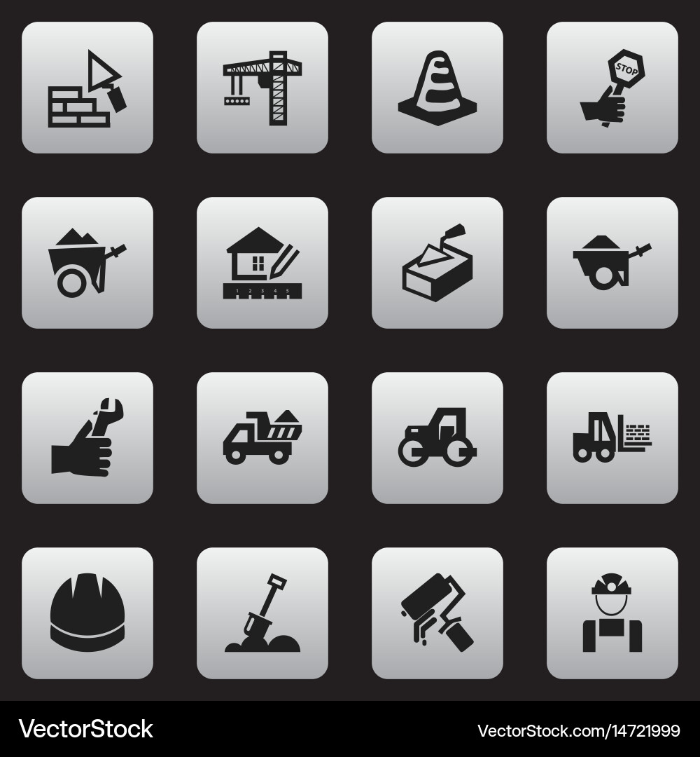 Set of 16 editable structure icons includes Vector Image