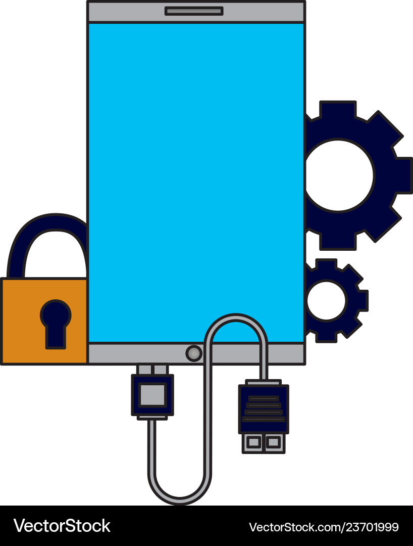 Smartphone data security plug setting Vector Image