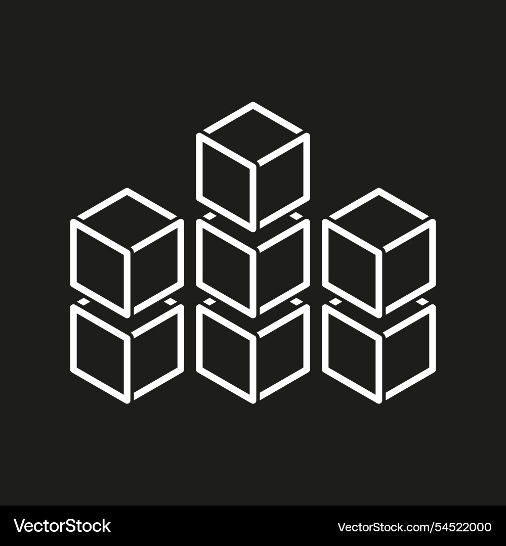 3d cube icon geometric box symbol stackable 3d cube icon geometric box symbol stackable vector image