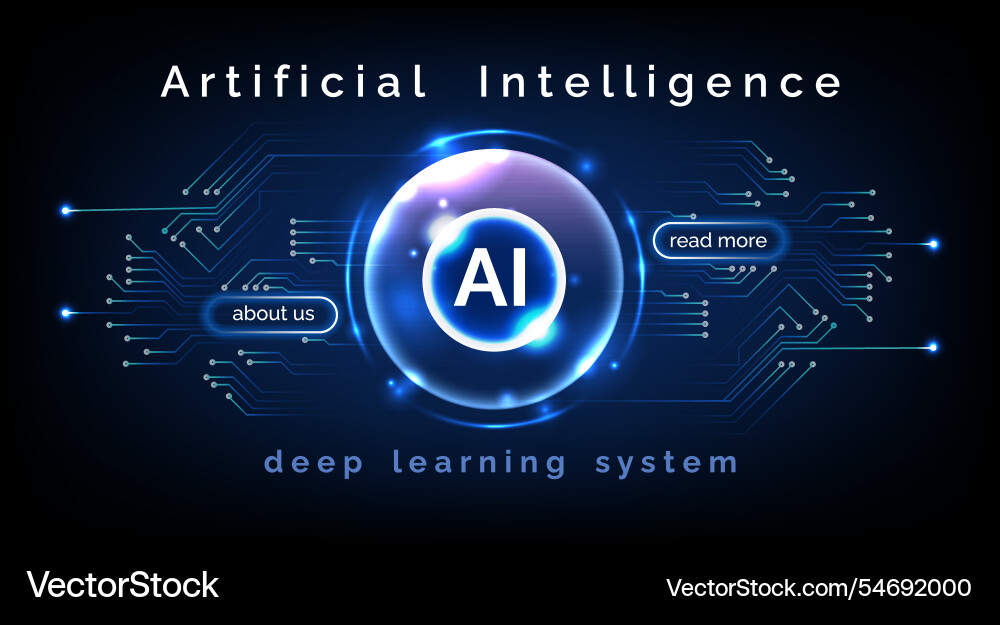 AI Landing Page - Futuristic Sphere Vector Image