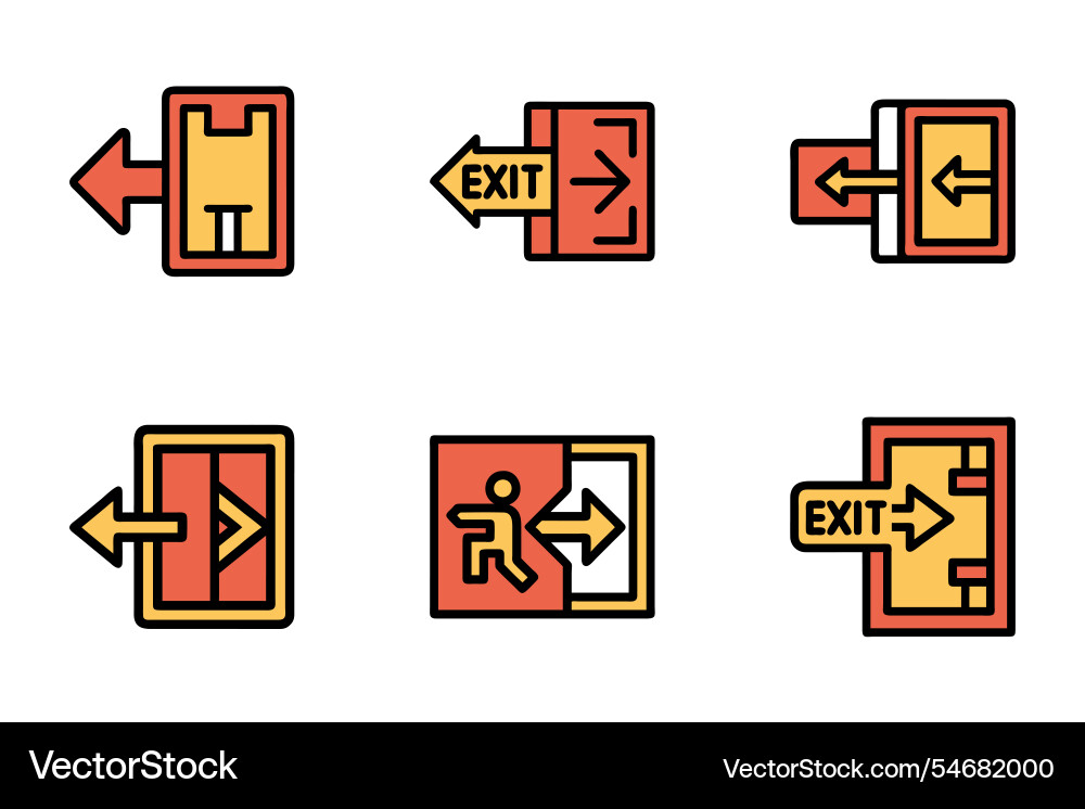 Art style exit icon bundle set design Art style exit icon bundle set design vector image