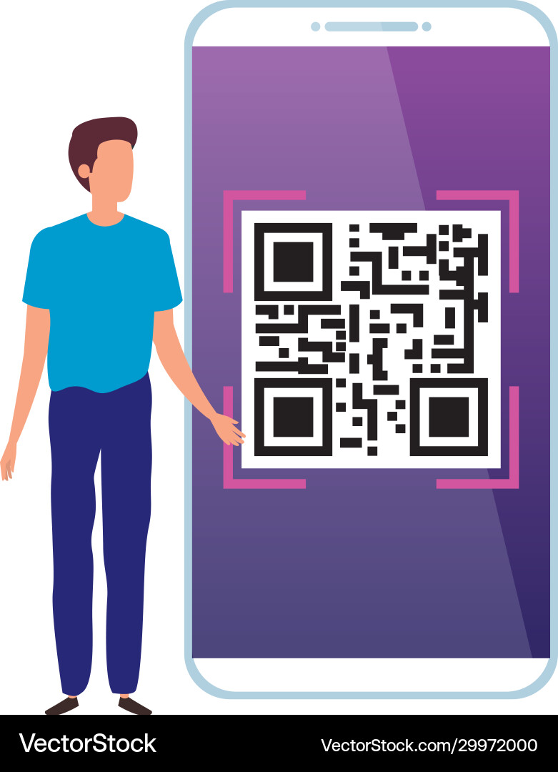Businessman and smartphone device with scan code Businessman and smartphone device with scan code vector image