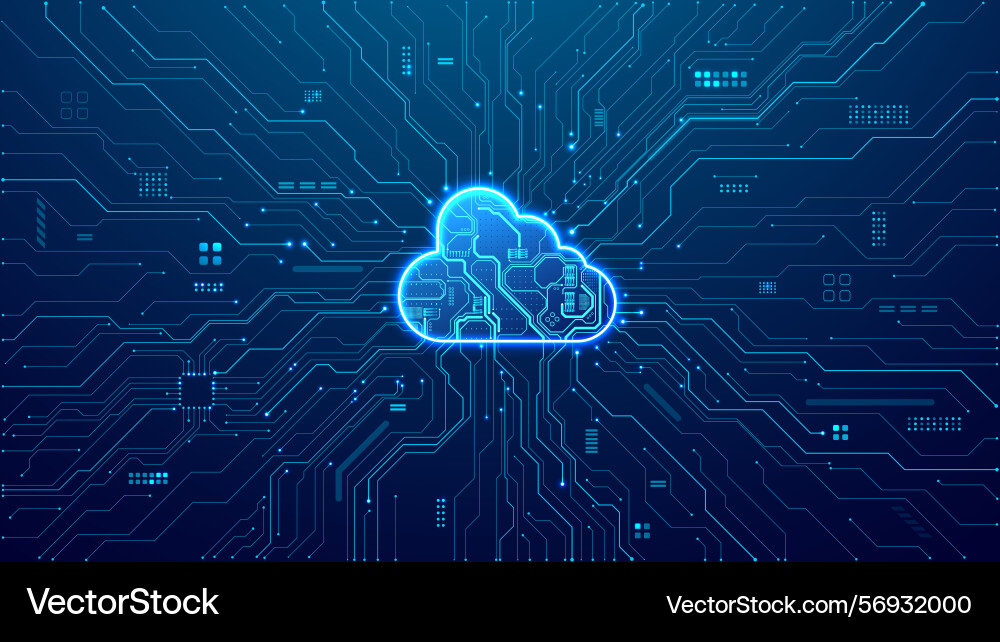 Digital cloud with circuit board components ai Digital cloud with circuit board components ai Vector Image
