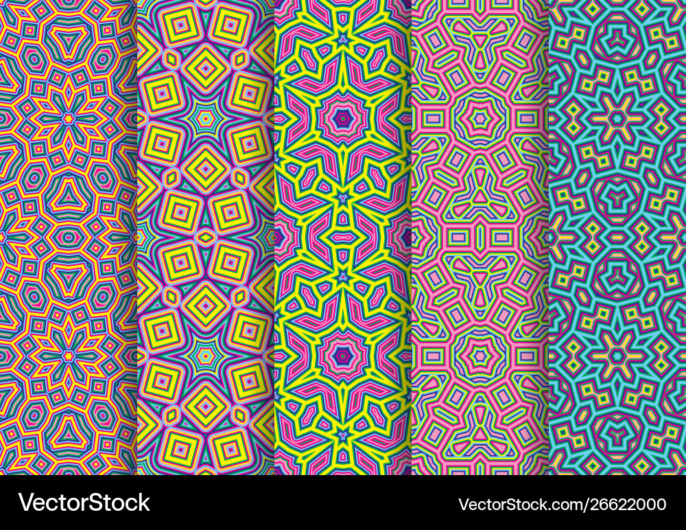 Festive colorful seamless patterns package Festive colorful seamless patterns package Vector Image