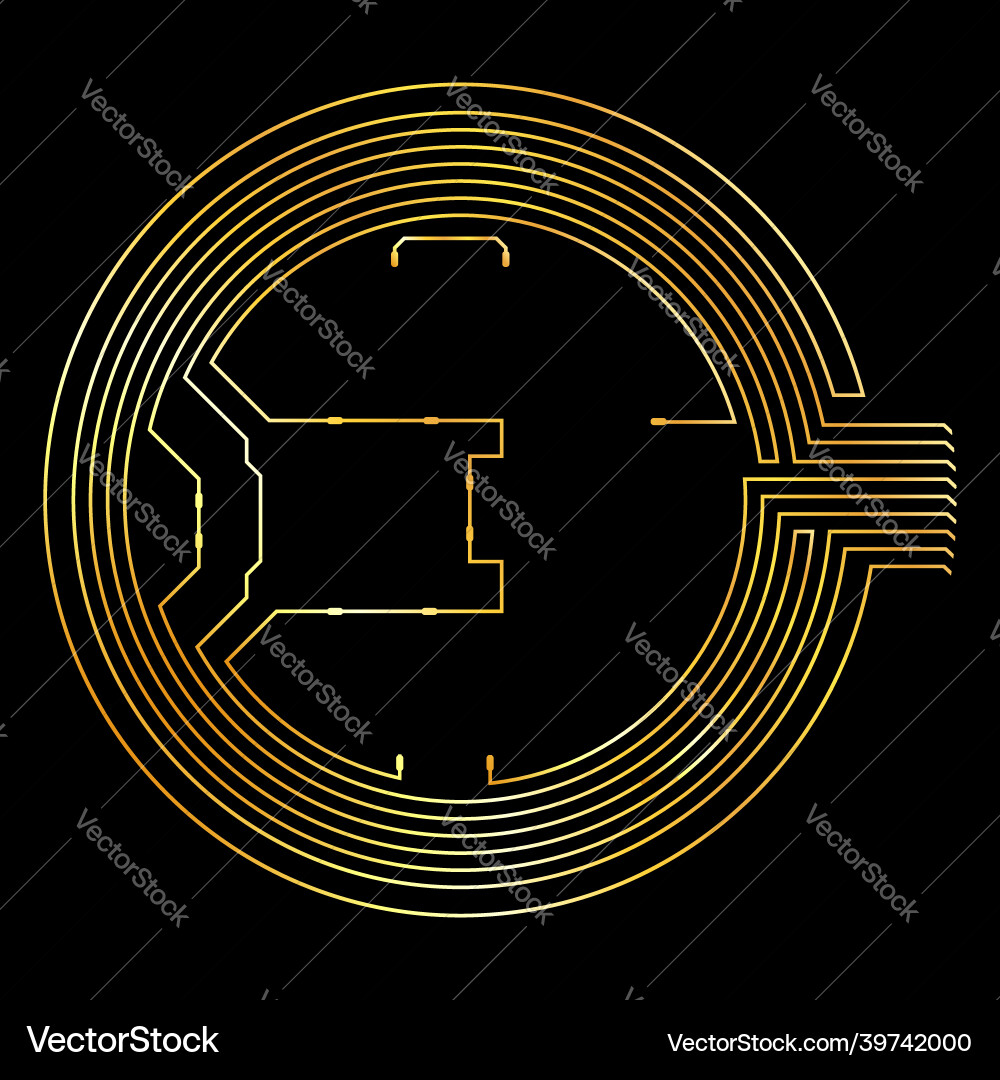 Golden Circuit Network Element Vector Image