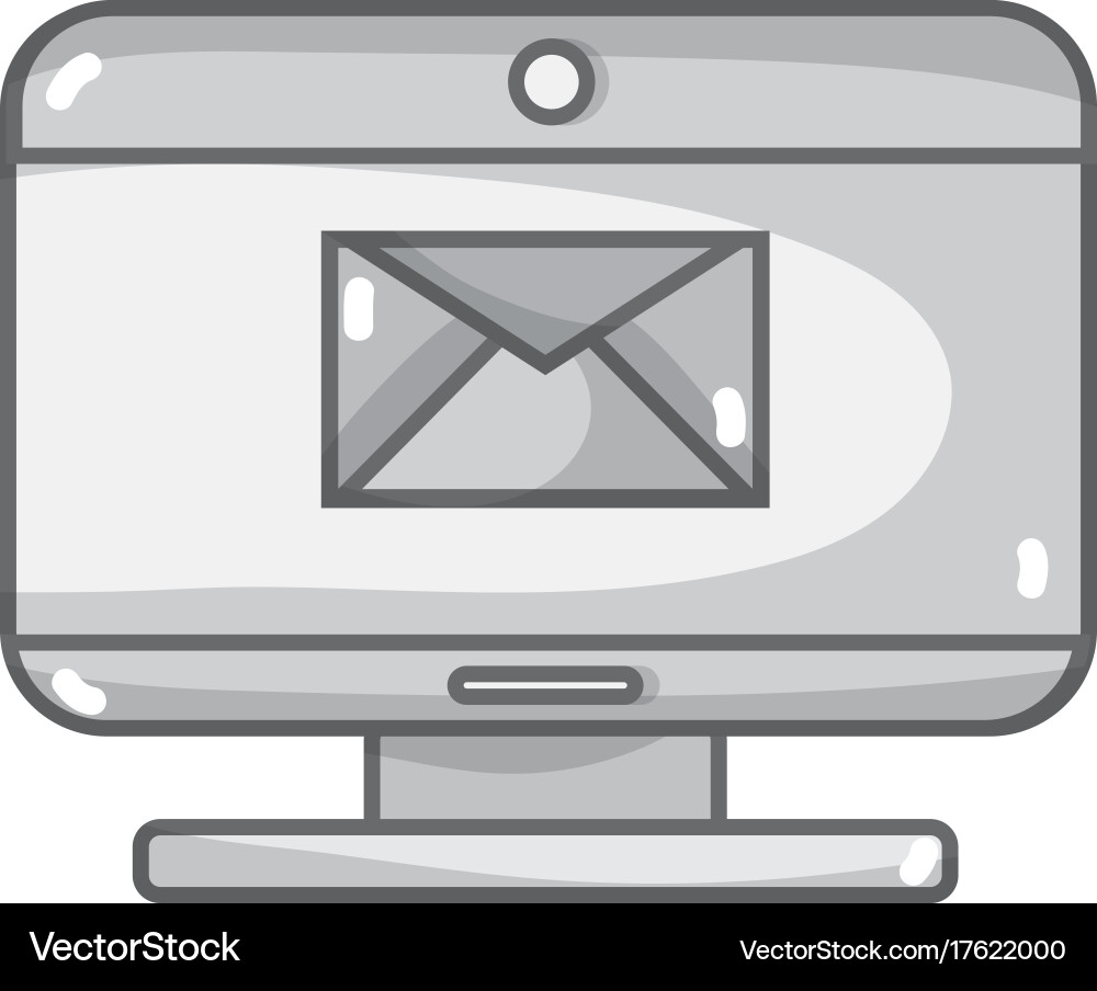 Grayscale computer technology with e-mail message vector image