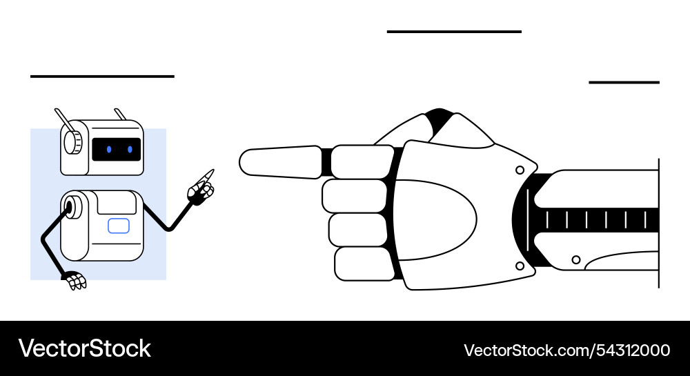 Humanoid robot s hand and pointer Humanoid robot s hand and pointer Vector Image