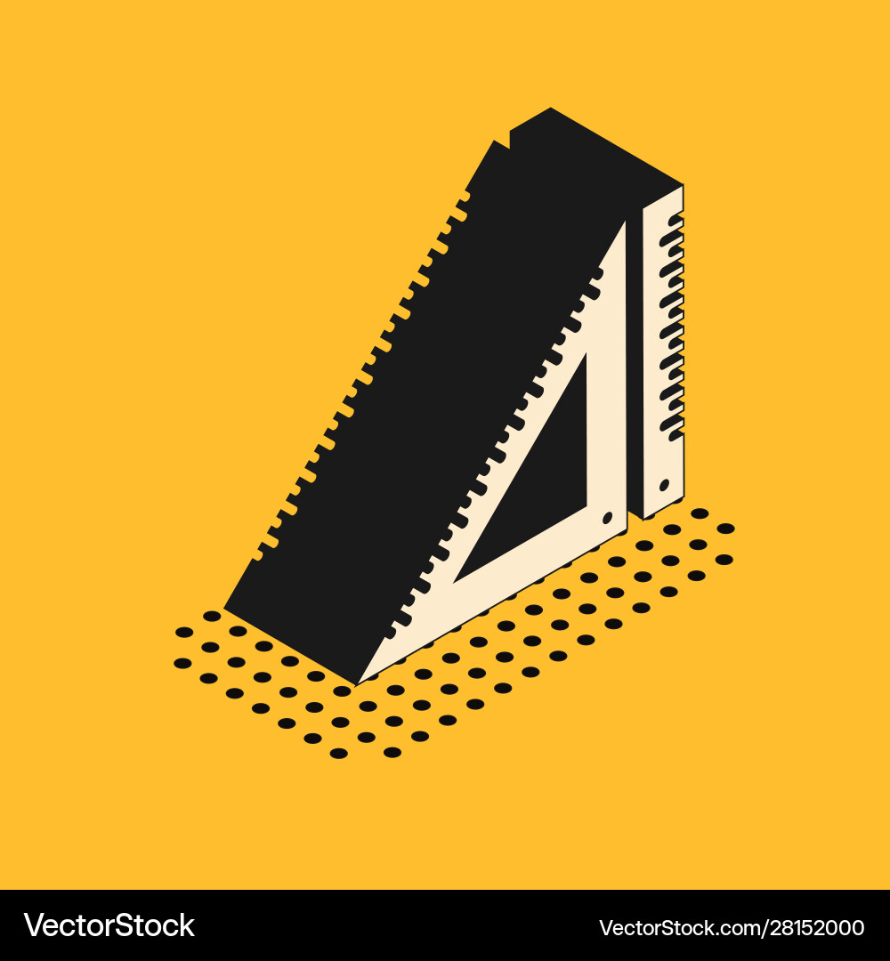 Isometric triangular ruler icon isolated on yellow Isometric triangular ruler icon isolated on yellow vector image