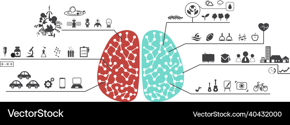 Left and right brain functions icon Left and right brain functions icon vector image