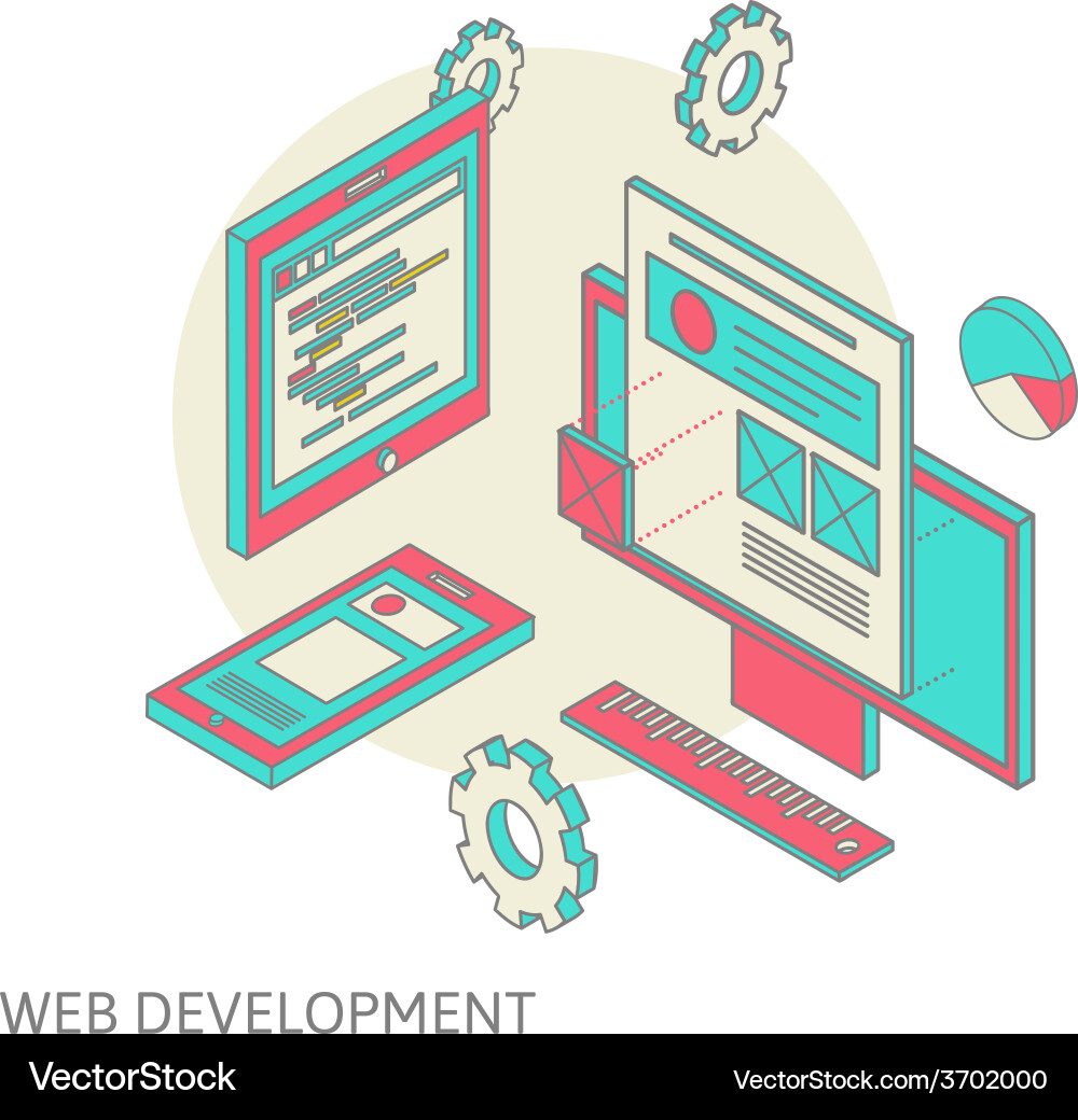 Mobile and desktop website design development vector image