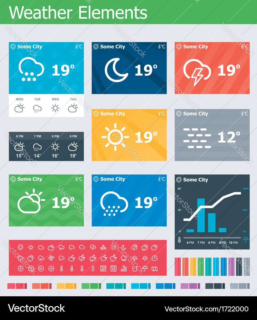 Modern Weather UI Elements vector image