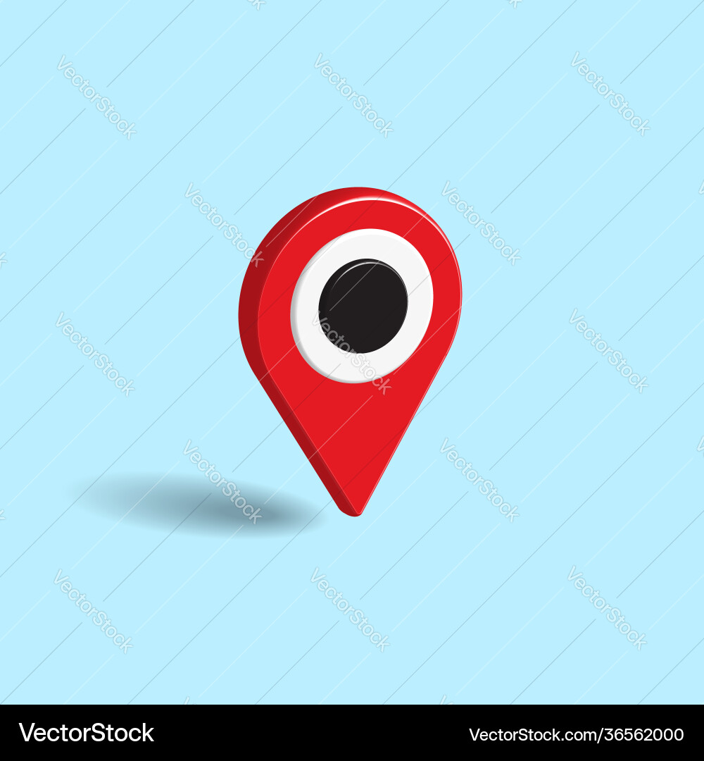 Red map pointer isolated on pastel blue color vector image